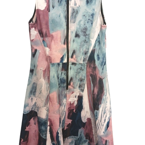 Mossimo Fit & Flare Dress Sz M Tye-Dye Mid Century Modern Denim colors Spandex - Picture 10 of 15